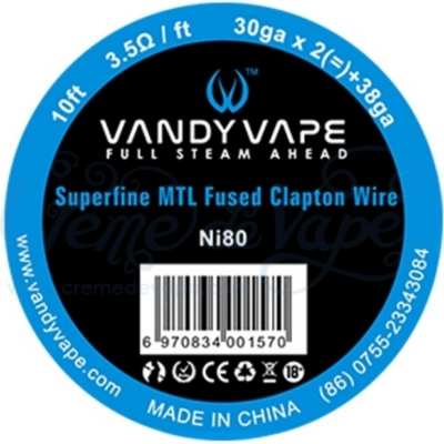 Superfine MTL Fused Clapton Wire Ni80 30GAx2+38GA